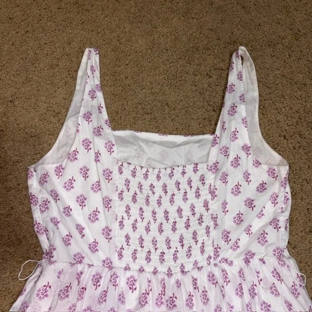 J. Crew Floral Tiered Midi Dress Sleeveless White Violet Storm 12